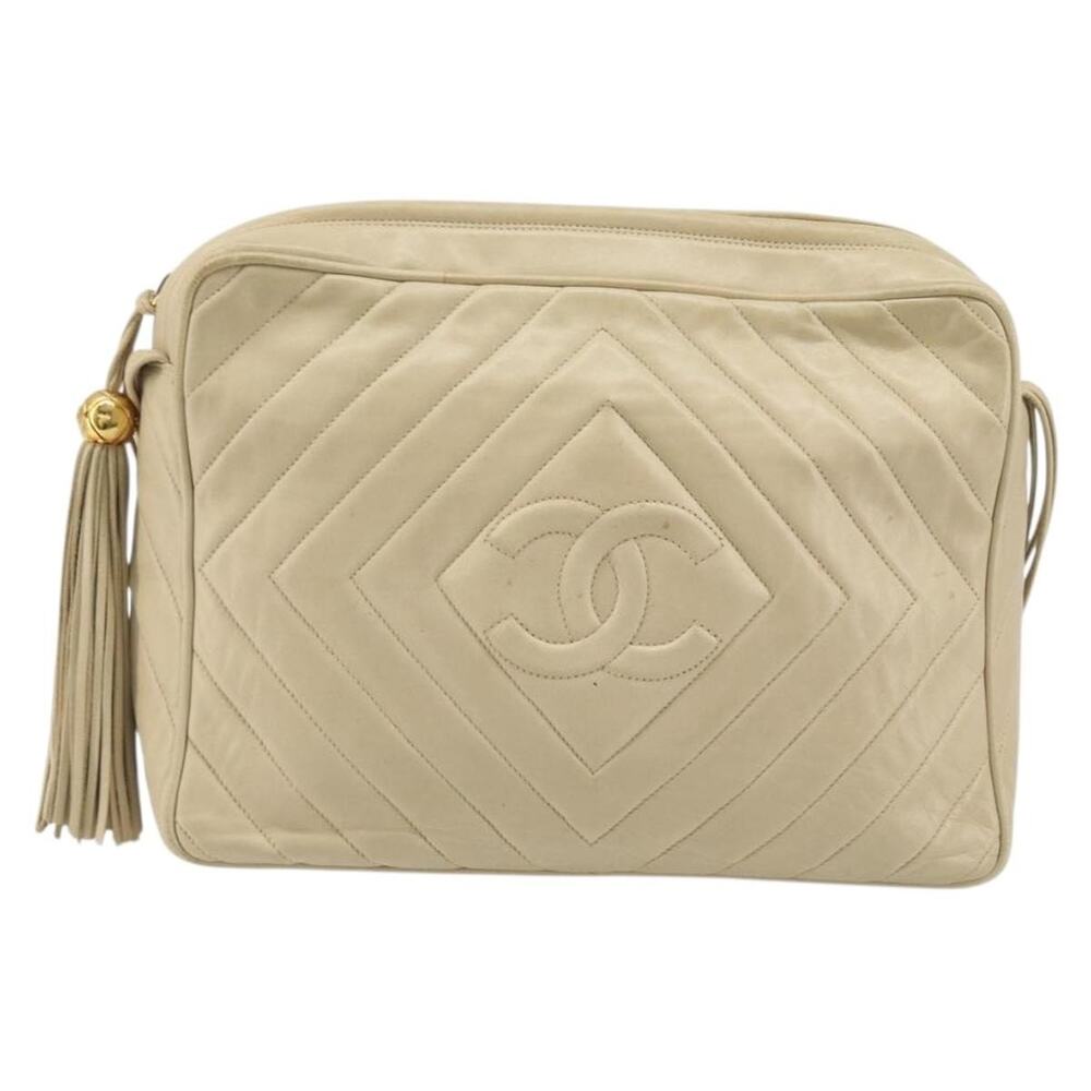 Chanel Lambskin Shoulder Bag Beige